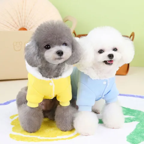 Pet Dog Cat Hoodie Warm Fleece Cotton Coat Cartoon Bear Pattern Winter Clothes For Small Dogs Cats Puppy Hooded Sweatshirt
