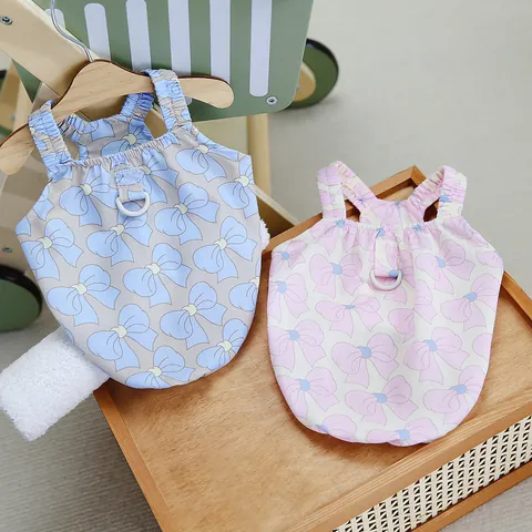 Cute Bow Printed Pet Harness Vest For Small Dogs Cats Summer Breathable Puppy Kitten Camisole Apparel With D Ring For Walking