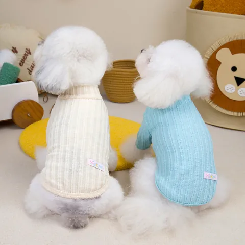 Soft Pet Dog Sweater High Neck Ribbed Knit Base Shirt Warm Cotton Puppy Cat Clothing For Small Pets Solid Color Winter Apparel