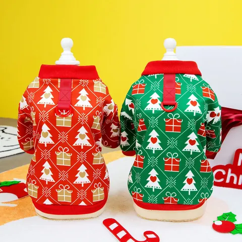 Felpa con Cappuccio Natalizia per Animali Domestici Maglione Cani Con Anello a D Argyle Seta di Latte Stampata