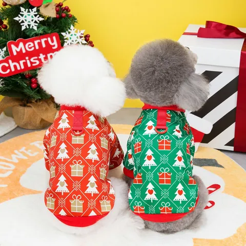 Felpa con Cappuccio Natalizia per Animali Domestici Maglione Cani Con Anello a D Argyle Seta di Latte Stampata
