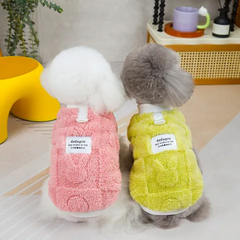 Verdickte Haustier Winterweste Mit D-Ring Warme Fleece Hund Katze Jacke Für Kleine Mittlere Hunde Gerippter Rand Weich Mantel