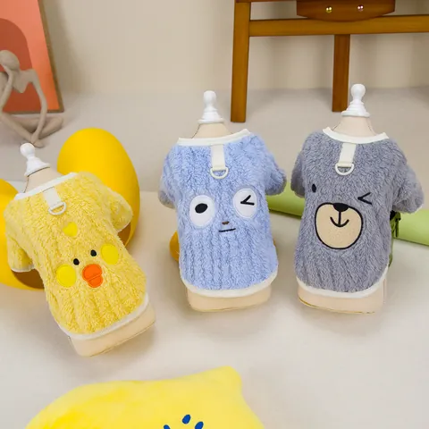 Weiches Fleece Haustier Winter Warme Weste Mit Zugring D-Ring Cartoon Muster Für Hunde Katzen Welpen Kleidung Klein Mittel