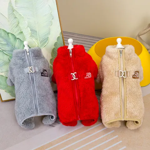 Winter Warm Pet Clothes Double-Sided Arctic Fleece Dog Onesie Zipper Jumpsuit For Small Medium Dogs Cats Puppy Kitten Soft Apparel Coat