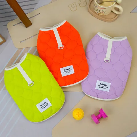 Gesteppte Haustier Hundeweste Jacke Mit D-Ring Geschirr Für Kleine Mittlere Hunde Katzen Nylon Taft Fleece Warm Wintermantel