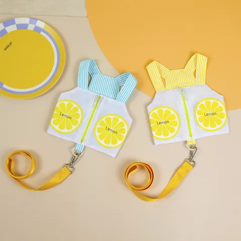 Breathable Mesh Pet Harness And Leash Set With Lemon Pattern Striped Design For Small Dogs Cats Puppy Kitten Walking Vest