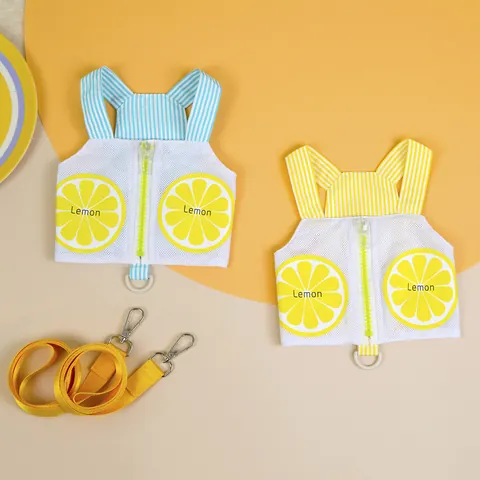 Breathable Mesh Pet Harness And Leash Set With Lemon Pattern Striped Design For Small Dogs Cats Puppy Kitten Walking Vest