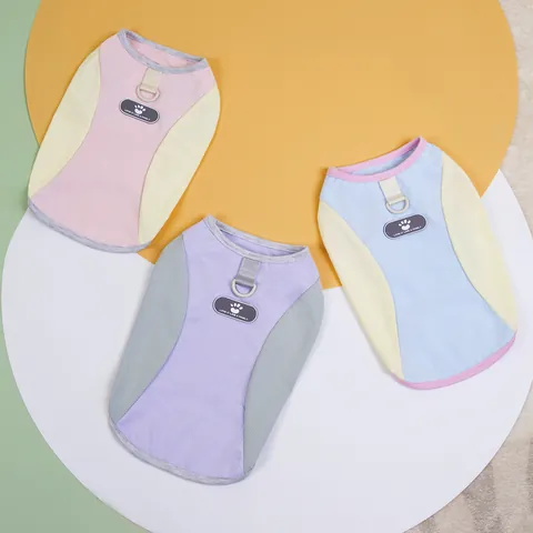 Gilet en Maille Respirante pour Animaux T-Shirt d'Été Rafraîchissant pour Chiens Top sans Manches en Polyester Souple Avec Anneau en D Vêtements pour Chats et Chiens Moyens