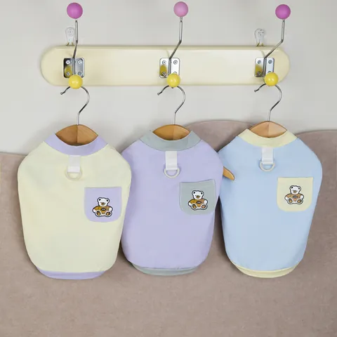 Maglietta per Animali in Rete Traspirante Con Gancio per Guinzaglio a D Tasca Orso Cucciolo Gatto Gilet Estivo Abbigliamento Casual per Cani