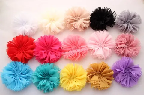 Handmade Chiffon Flowers Distressed Raw Edge Vintage Layered DIY Hair Accessory Flower Headband Decoration For Women Girls