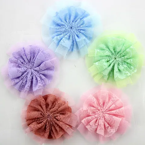 Handmade Double Layer Lace Flower Mesh Floral Applique For DIY Hair Accessories Clothing Decoration Jewelry Making Supplies