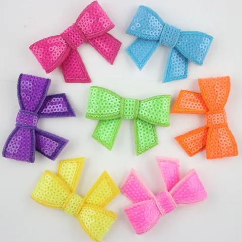Patch Fiocco di Paillettes Ricamato Glitter Fai da Te Accessori per Capelli Bambini Abbigliamento Scarpe Decorazione Moda Lucido Multicolore