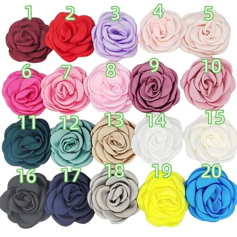 Handmade Camellia Rose Satin Fabric Flower Head For DIY Hair Accessories Wedding Party Decoration Women Jewelry Making Components