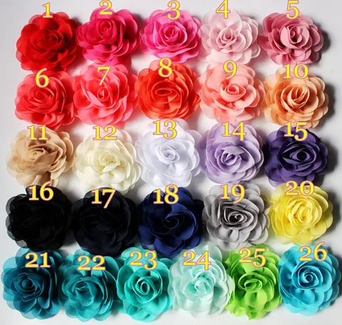 3D Chiffon Rose Fabric Flower Handmade DIY Accessory For Hair Clip Wedding Party Decoration Multiple Colors