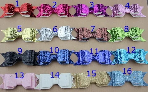Handmade Glitter Faux Leather Bowknot DIY Hair Accessory For Kids Sparkling Bow Ornament Without Clip For Headbands Hairpins