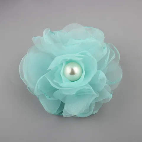 Handmade Burnt Edge Organza Rose Flower With Faux Pearl DIY Hair Accessories Clothing Decoration Mesh Flower For Crafts