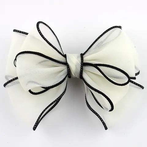 Handmade Pleated Chiffon Mesh Bow With Contrast Edge Flat Back Decoration For Hair Clips Shoes Clothing Accessories