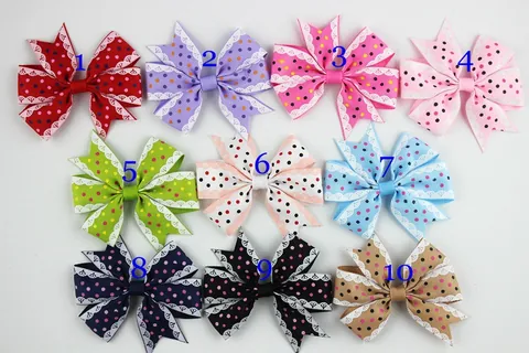 Lazo de Lunares de Cinta de Faille Hecho a Mano DIY Accesorios para el Cabello Cinta de Flor Para Ropa Bolso Zapatos Decoración