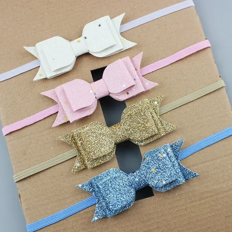 Diadema con Lazo de Lentejuelas con Brillantina y Patrón de Estrellas Banda Elástica para Bebé Niñas Niños Accesorios para el Cabello