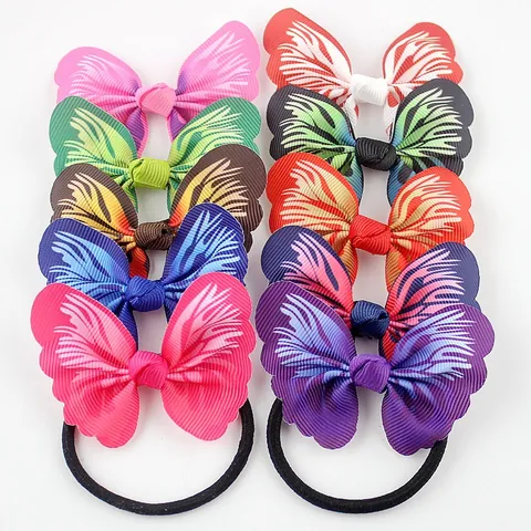 Elastici per Capelli a Fiocco di Farfalla per Ragazze Nastro Grosgrain Stampato Accessori per Capelli per Bambini Donna