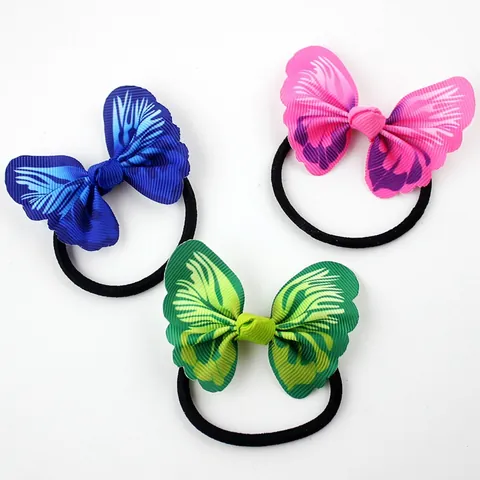Elastici per Capelli a Fiocco di Farfalla per Ragazze Nastro Grosgrain Stampato Accessori per Capelli per Bambini Donna