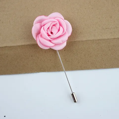 Handgemachte 4cm Matte Satin Rose Blume Brosche Legierung Lange Nadel Anstecknadel Für Herrenanzug Hochzeit Bankett Party Schmuck