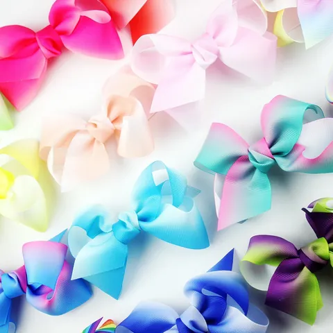 Grosgrain Ribbon Rainbow Gradient Large Bow DIY Hair Accessory Component Handmade Sweet Headwear Decoration For Girls Kids