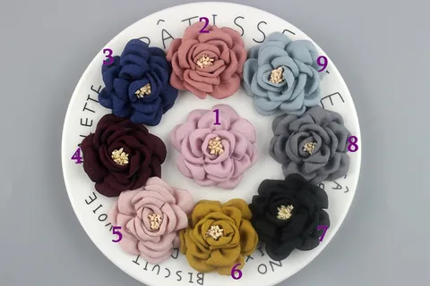 Handmade 3D Camellia Fabric Flower Accessory with Burned Edges Rolled Edge Floral Decor for Shoes Corsage Hair DIY Crafts