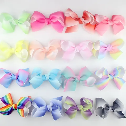Grosgrain Ribbon Rainbow Gradient Large Bow DIY Hair Accessory Component Handmade Sweet Headwear Decoration For Girls Kids