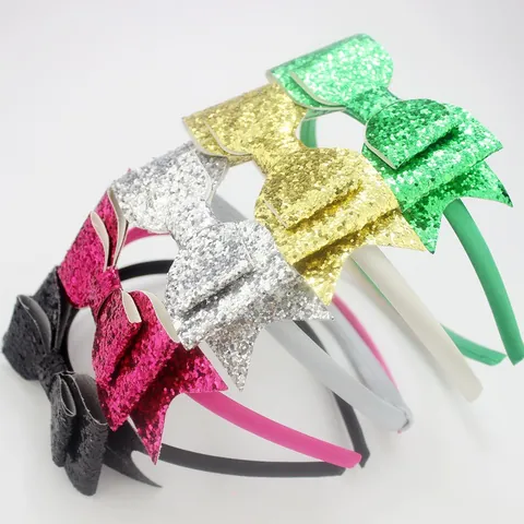 Glitter Bowknot Headband Multicolored Double Layer Sparkling Hair Accessory For Kids Girls Women Party Wedding Hairband