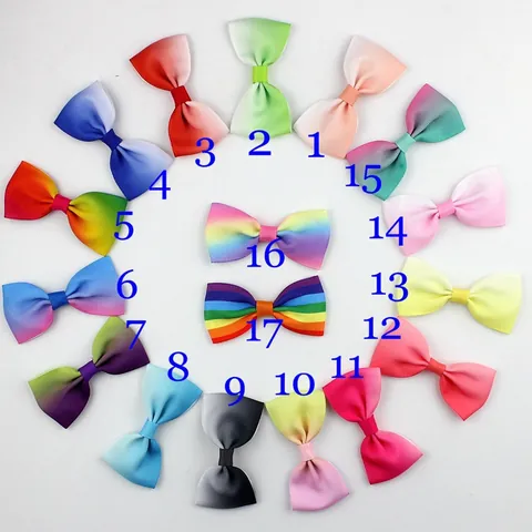 Kids Grosgrain Ribbon Bow Hair Clips Gradient Rainbow Color Barrettes Sweet Handmade Hair Accessories For Girls Children