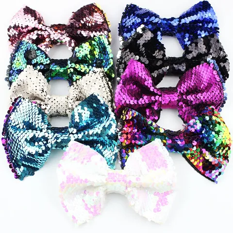 Handmade Large Sequin Bowknot Accessory Shiny Metallic Bow Decoration For DIY Hair Clips Clothing Sandals Party Wedding Props For Women Girls