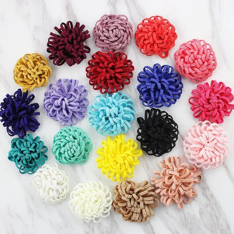 Fleur Tressée en Tissu DIY Faite à la Main pour Accessoires Cheveux Broche Décoration Vêtements Fond Plat Floral