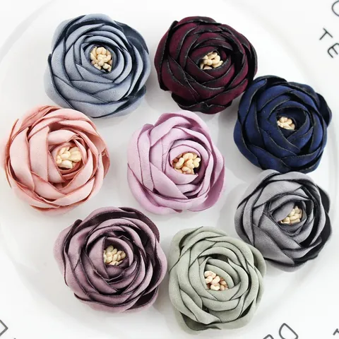 Fiori In Tessuto Opaco Fatti A Mano Bordo Bruciato Rosa Camelia Accessori DIY Per Abbigliamento Scarpe Decorazione Acconciature