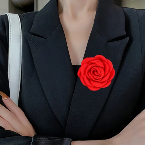 Broche Fleur de Camélia en Coton Mat Fait à la Main Pince à Cheveux Double Usage Élégant Corsage Floral pour Femme Mariage Fête