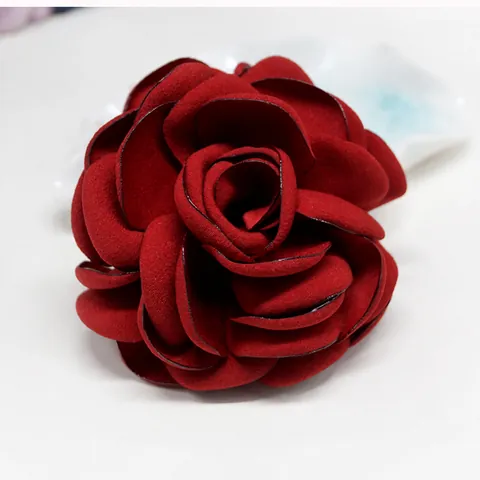 Spilla a Fiore in Chiffon 3D Fatta a Mano per Donna Bambini Bordo Bruciato Fermaglio per Capelli Floreale Elegante Corsage