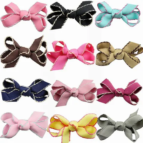 Handmade Grosgrain Ribbon Bows With Contrast Stitching Flatback Bow Accessory For DIY Hair Clips Clothing And Shoes