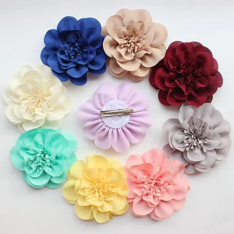 Grote Chiffon Bloem Haarspeldjes Voor Kinderen Meisjes Bloemen Duckbill Clips Handgemaakte Stof Bloem Accessoires Verjaardagscadeau