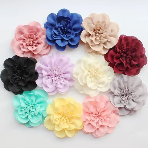Grande Fiore in Tessuto Chiffon Accessori per Fiori Fatti a Mano DIY Per Molletta per Capelli Cappello Decorazione Scarpe Stile Casual Colori Multipli