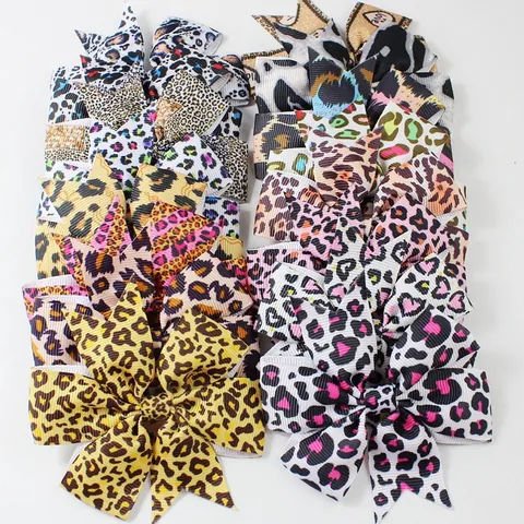 Fiocco in Nastro Grosgrain con Stampa Leopardata Accessorio per Capelli Fai da Te Fiocco a Coda di Rondine per Bambine