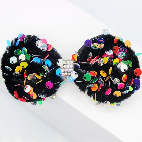Fiocco in Velluto con Paillettes e Strass Accessorio Capelli DIY Applicazione per Scarpe Cappelli Vestiti Decorazione Ragazze