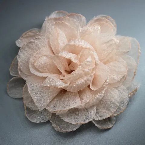 Handmade Sweet Organza Flower Hair Clip For Women Large Burnt Edge Peony Fabric Floral Hairpin Party Wedding Hair Accessories