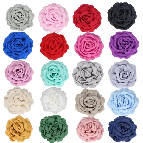 Handmade Fabric Rose Peony Flower DIY Hair Accessories Clothing Decor Singed Edge Dimensional Floral Ornament For Wedding Party