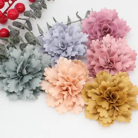 Handmade Wavy Satin Fabric Flower Heads DIY Apparel Hat Accessories Flat Bottom Floral Ornament For Wedding Craft Decor