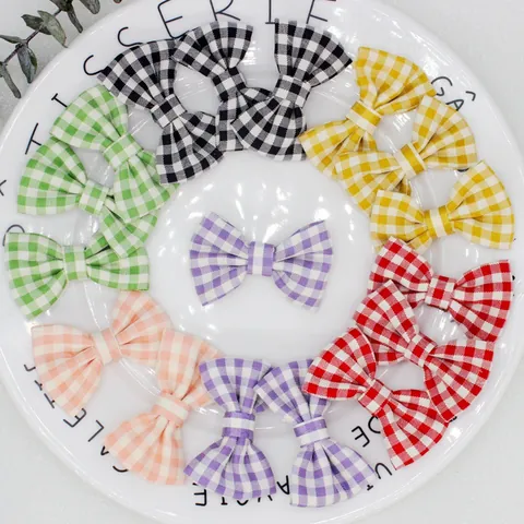Fiocco in Tessuto Gingham Accessori per Capelli per Bambini Fai da Te Fondo Piatto Motivo a Quadretti Gingham Fiocco a Farfalla per Forcine