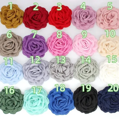Handgefertigte Brosche Haarklammer Aus Baumwollstoff Rosenblüte Doppelte Verwendung Gebrannter Rand Kamelie Pfingstrose Pins Für Damen Hochzeit