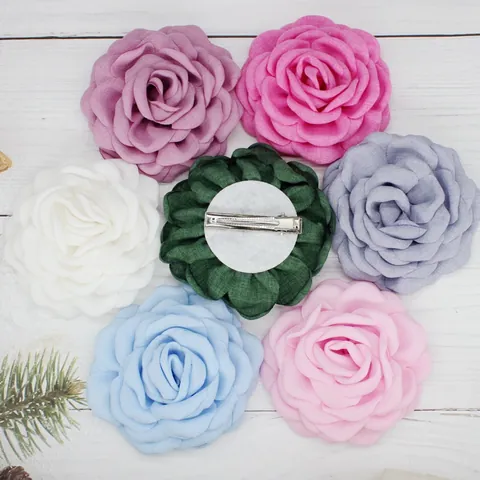 Fermaglio per Capelli a Rosa in Cotone 9cm Fatto a Mano Peonia Camelia Clip a Becco d'Anatra Elastico per Capelli per Donna Ragazze Gioielli per Fotografia