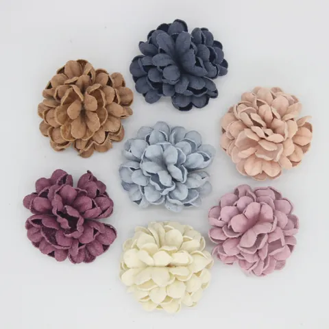3cm Simulation Pompom Chrysantheme Mikrofaser Blütenkopf DIY Flache Rückseite Stoffblumen Für Haarschmuck Hüte Basteln
