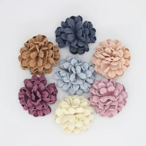 3cm Simulation Pompom Chrysantheme Mikrofaser Blütenkopf DIY Flache Rückseite Stoffblumen Für Haarschmuck Hüte Basteln