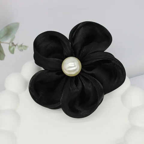 Elegante Fermaglio per Capelli a Fiore in Raso Stile Francese Con Finta Perla Artificial Forcina Floreale a Cinque Petali per Donna Accessori Quotidiani per le Vacanze